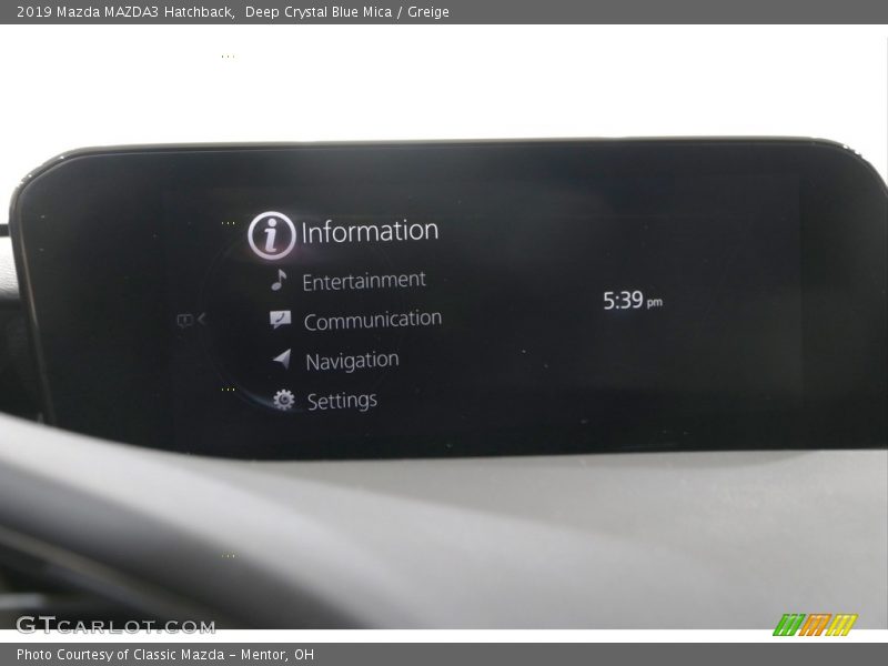 Deep Crystal Blue Mica / Greige 2019 Mazda MAZDA3 Hatchback