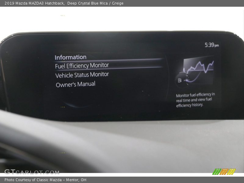 Deep Crystal Blue Mica / Greige 2019 Mazda MAZDA3 Hatchback