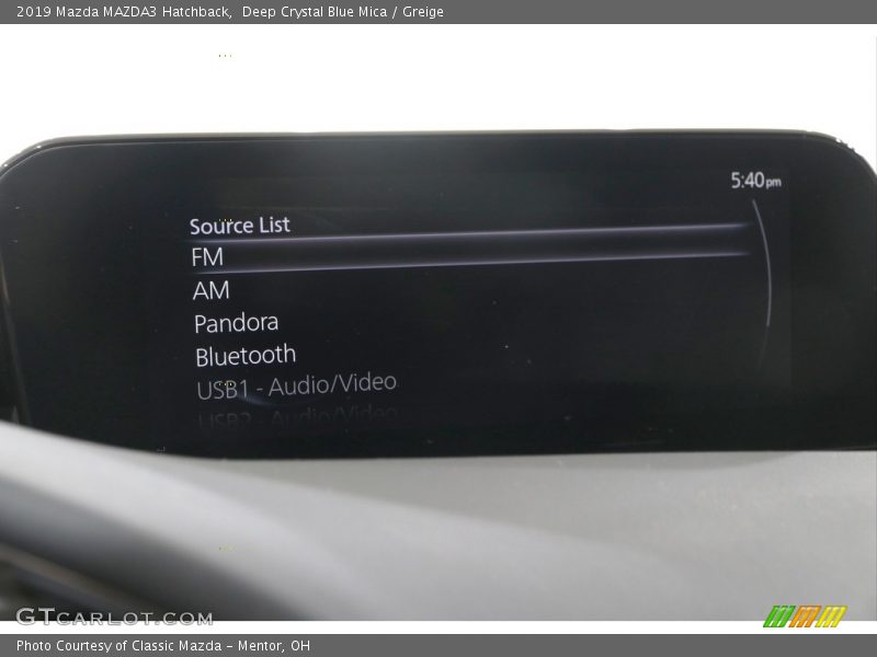 Deep Crystal Blue Mica / Greige 2019 Mazda MAZDA3 Hatchback