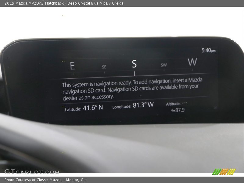 Deep Crystal Blue Mica / Greige 2019 Mazda MAZDA3 Hatchback