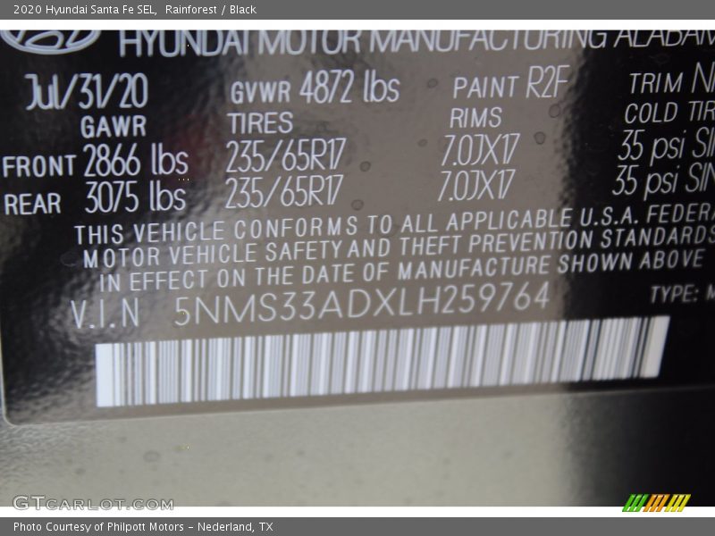 Rainforest / Black 2020 Hyundai Santa Fe SEL