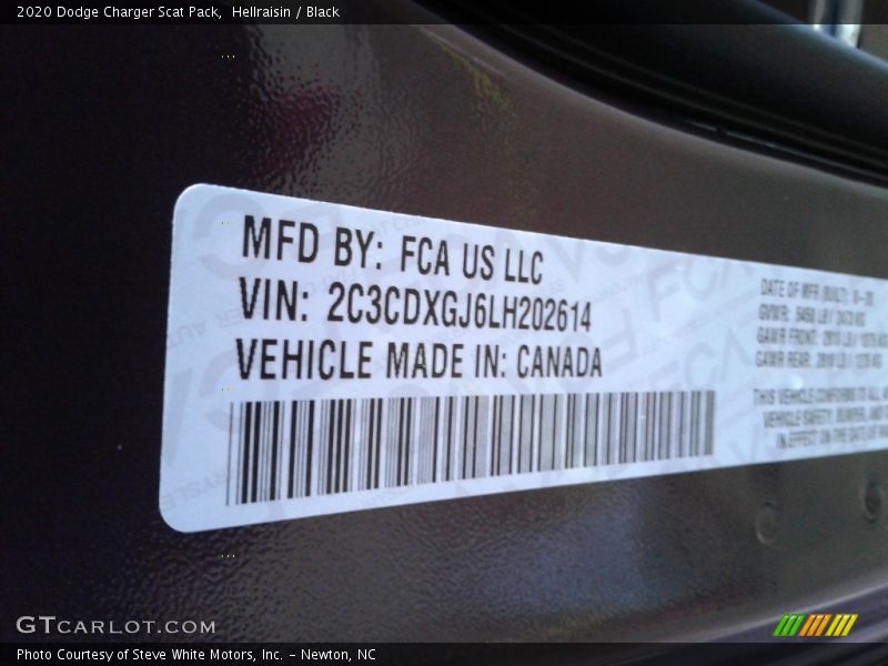 Hellraisin / Black 2020 Dodge Charger Scat Pack