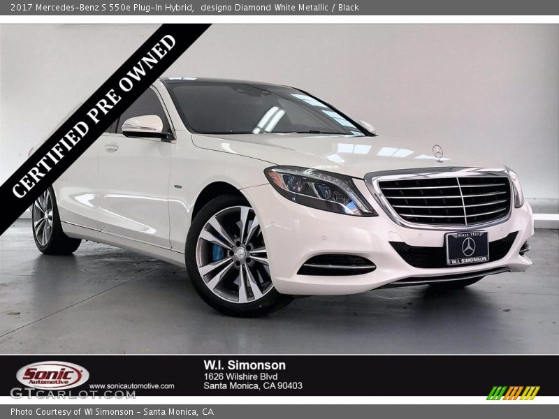 designo Diamond White Metallic / Black 2017 Mercedes-Benz S 550e Plug-In Hybrid