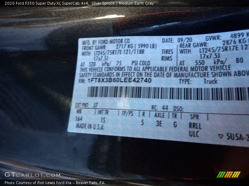 Silver Spruce / Medium Earth Gray 2020 Ford F350 Super Duty XL SuperCab 4x4