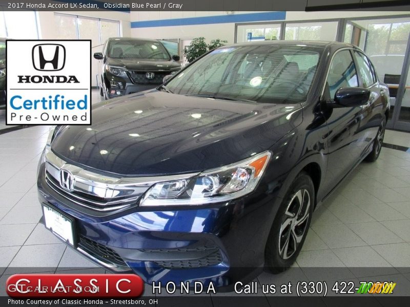Obsidian Blue Pearl / Gray 2017 Honda Accord LX Sedan