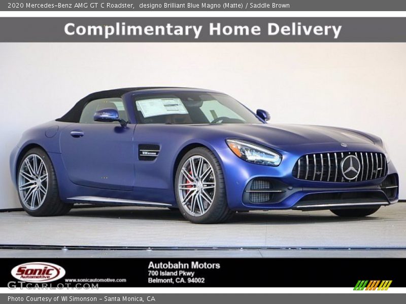 designo Brilliant Blue Magno (Matte) / Saddle Brown 2020 Mercedes-Benz AMG GT C Roadster