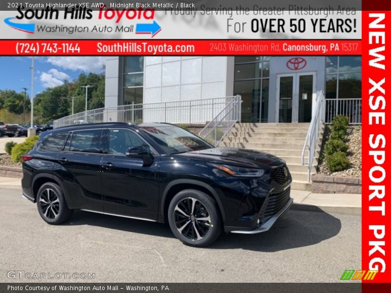 Midnight Black Metallic / Black 2021 Toyota Highlander XSE AWD