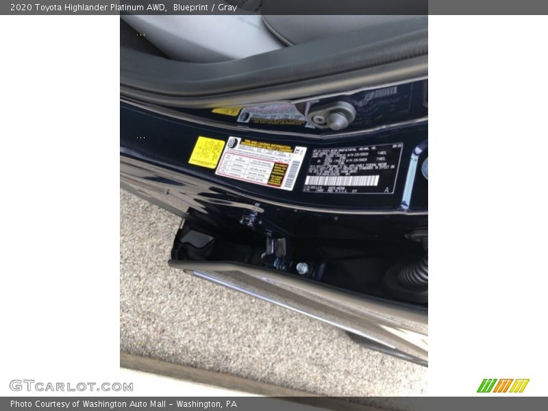 Blueprint / Gray 2020 Toyota Highlander Platinum AWD
