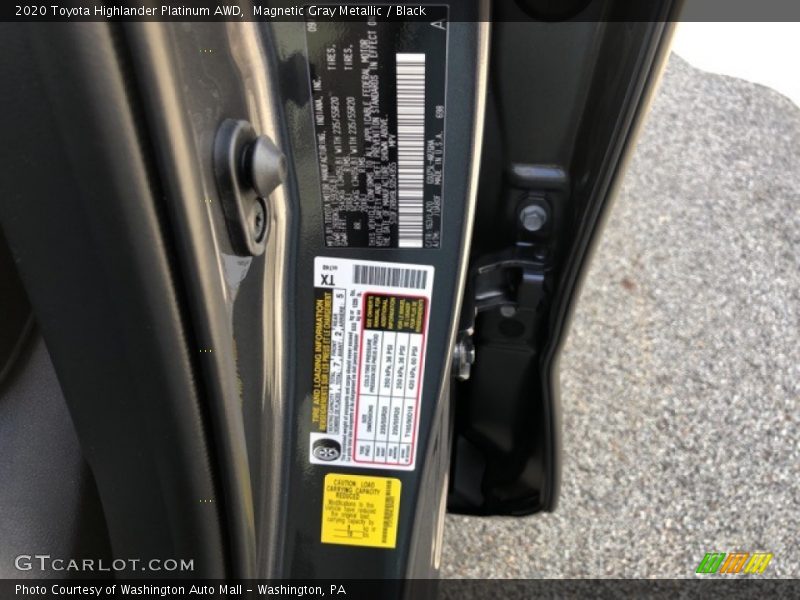 Magnetic Gray Metallic / Black 2020 Toyota Highlander Platinum AWD