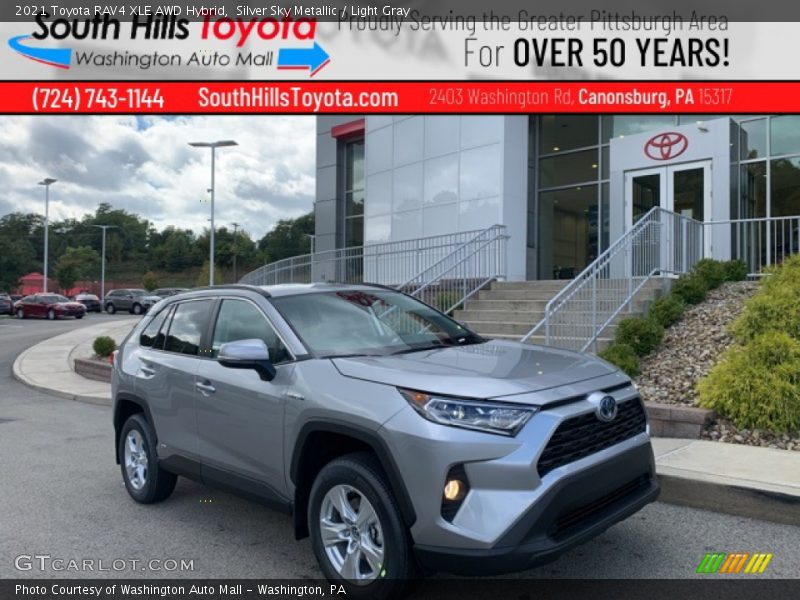 Silver Sky Metallic / Light Gray 2021 Toyota RAV4 XLE AWD Hybrid