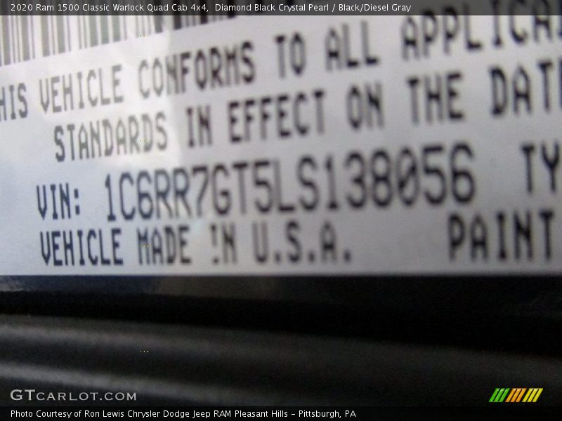 Diamond Black Crystal Pearl / Black/Diesel Gray 2020 Ram 1500 Classic Warlock Quad Cab 4x4