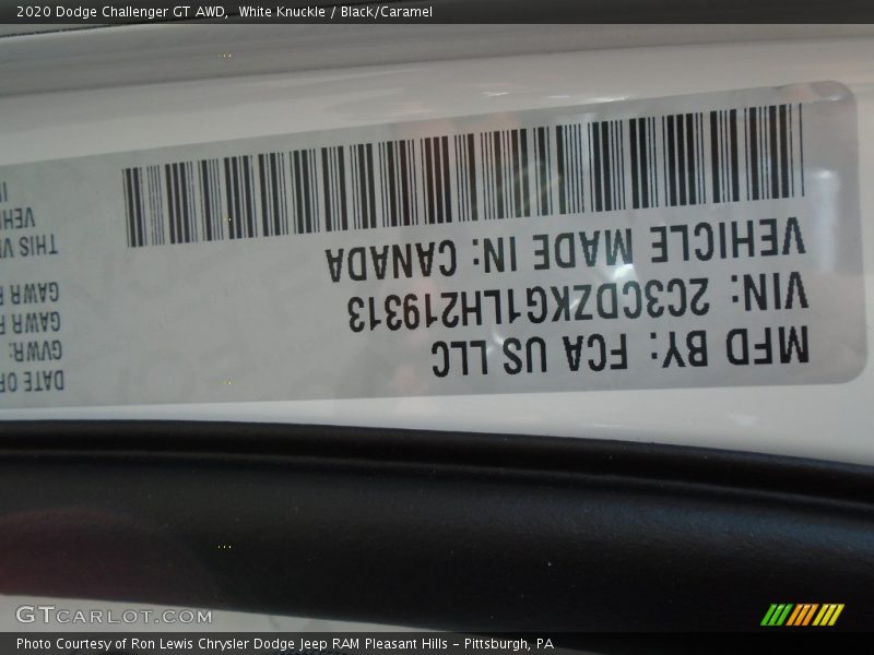 White Knuckle / Black/Caramel 2020 Dodge Challenger GT AWD