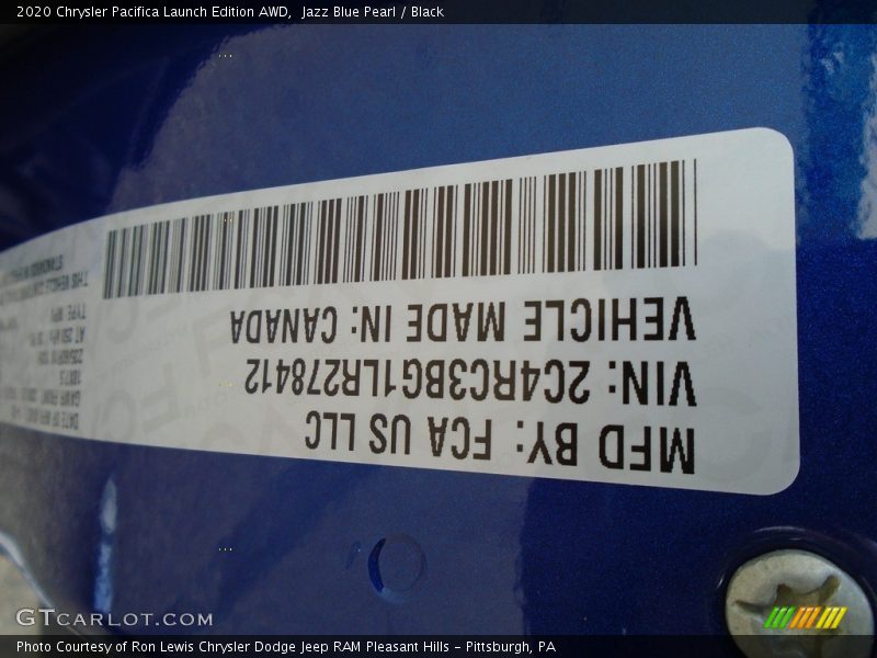 Jazz Blue Pearl / Black 2020 Chrysler Pacifica Launch Edition AWD