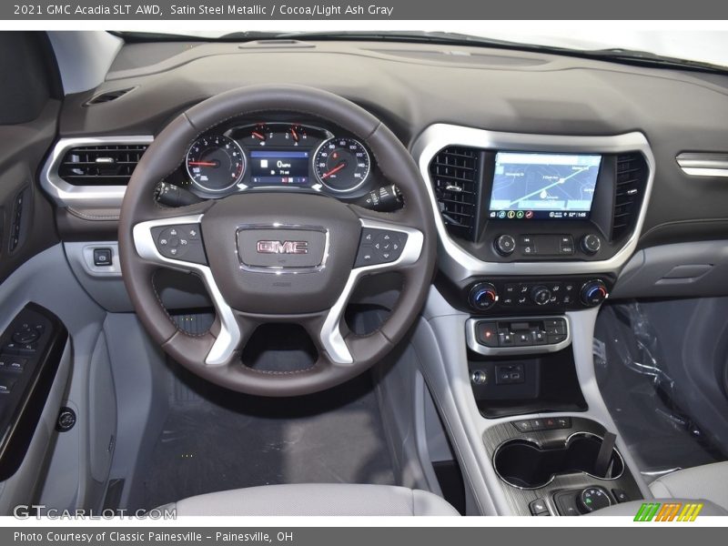 Satin Steel Metallic / Cocoa/Light Ash Gray 2021 GMC Acadia SLT AWD