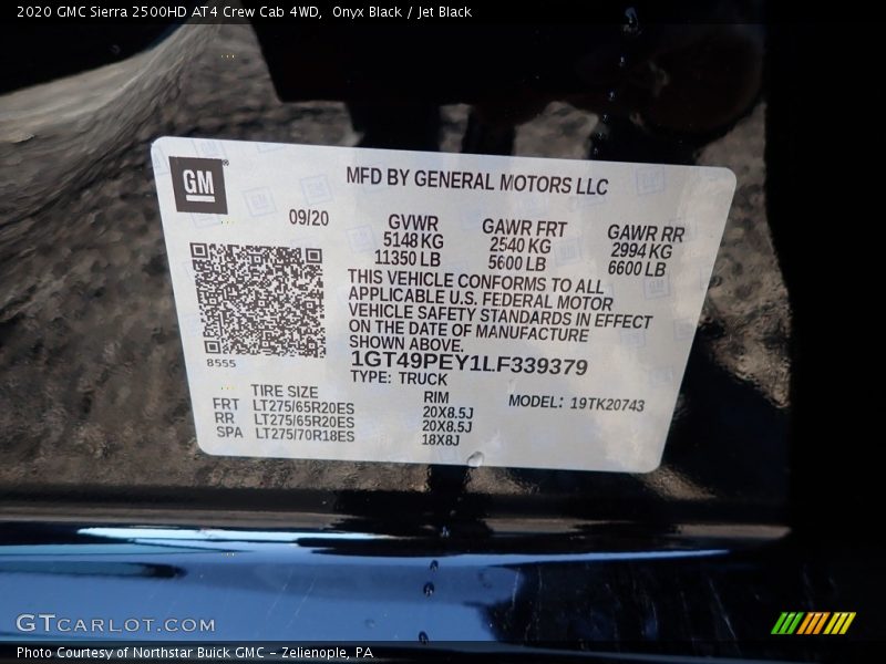 Onyx Black / Jet Black 2020 GMC Sierra 2500HD AT4 Crew Cab 4WD