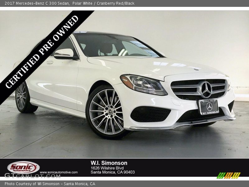 Polar White / Cranberry Red/Black 2017 Mercedes-Benz C 300 Sedan