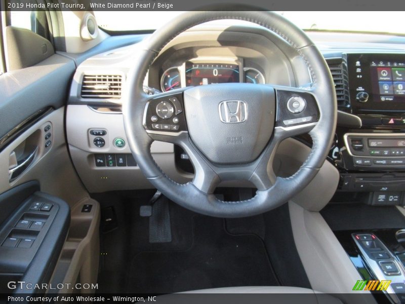White Diamond Pearl / Beige 2019 Honda Pilot Touring