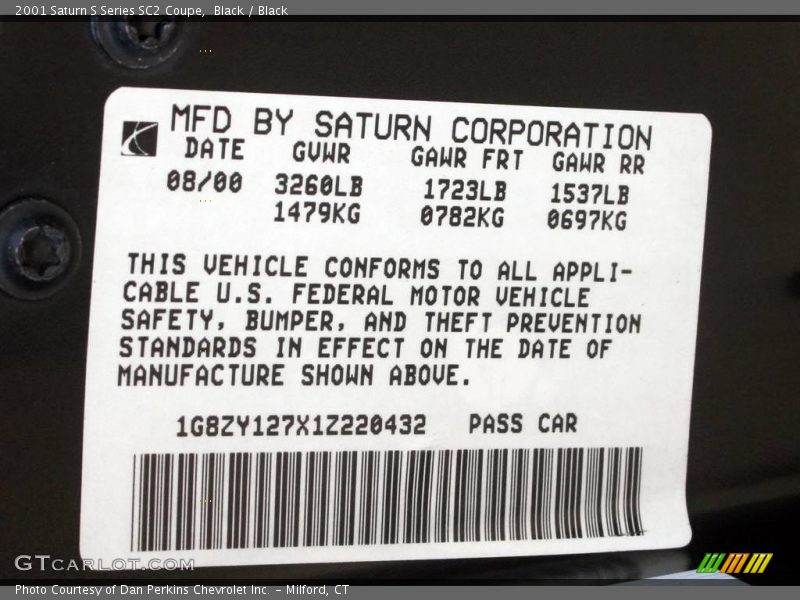 Black / Black 2001 Saturn S Series SC2 Coupe