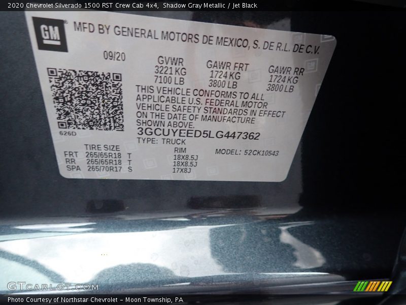 Shadow Gray Metallic / Jet Black 2020 Chevrolet Silverado 1500 RST Crew Cab 4x4