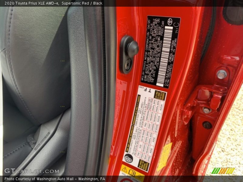 Supersonic Red / Black 2020 Toyota Prius XLE AWD-e