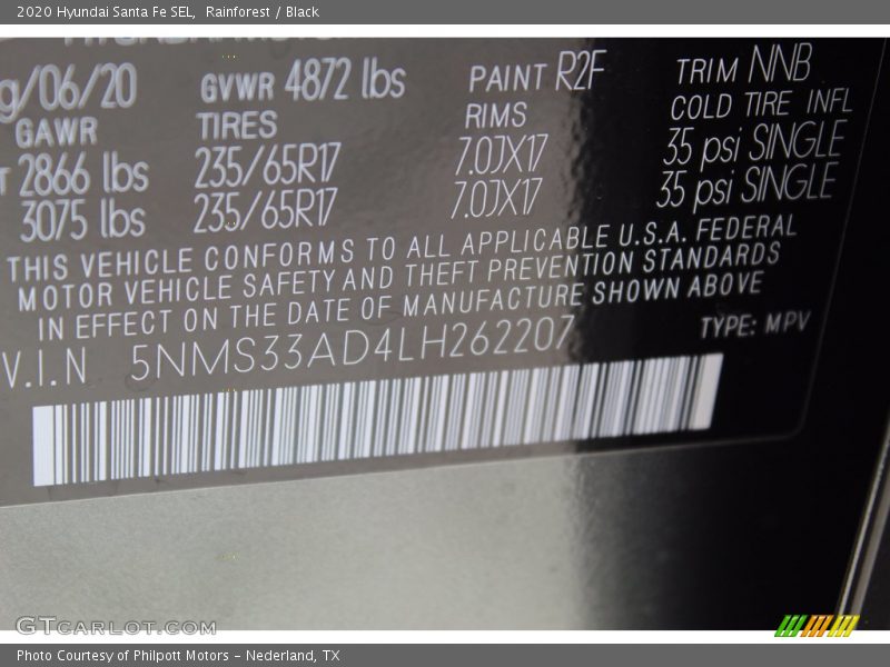 Rainforest / Black 2020 Hyundai Santa Fe SEL