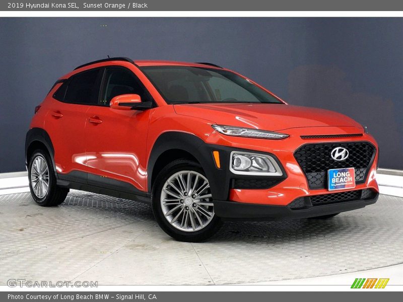 Sunset Orange / Black 2019 Hyundai Kona SEL