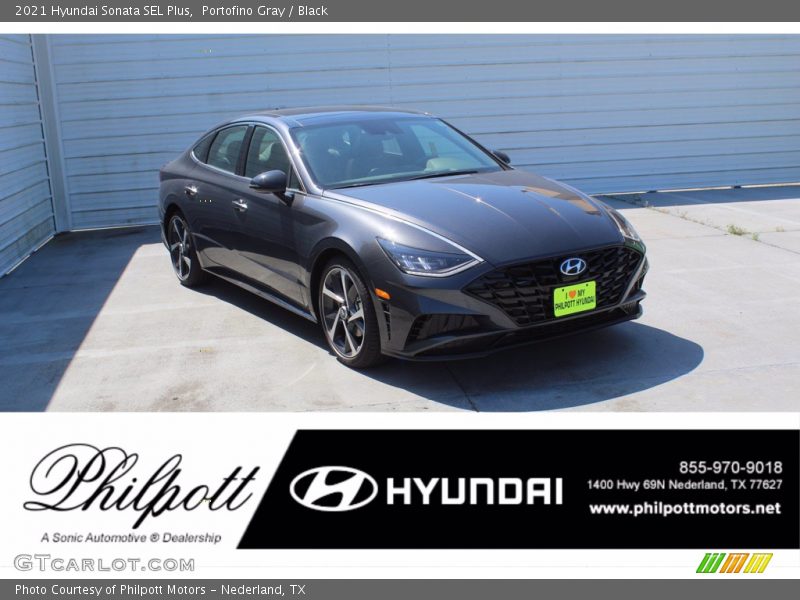 Portofino Gray / Black 2021 Hyundai Sonata SEL Plus