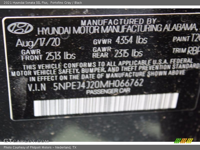 Portofino Gray / Black 2021 Hyundai Sonata SEL Plus