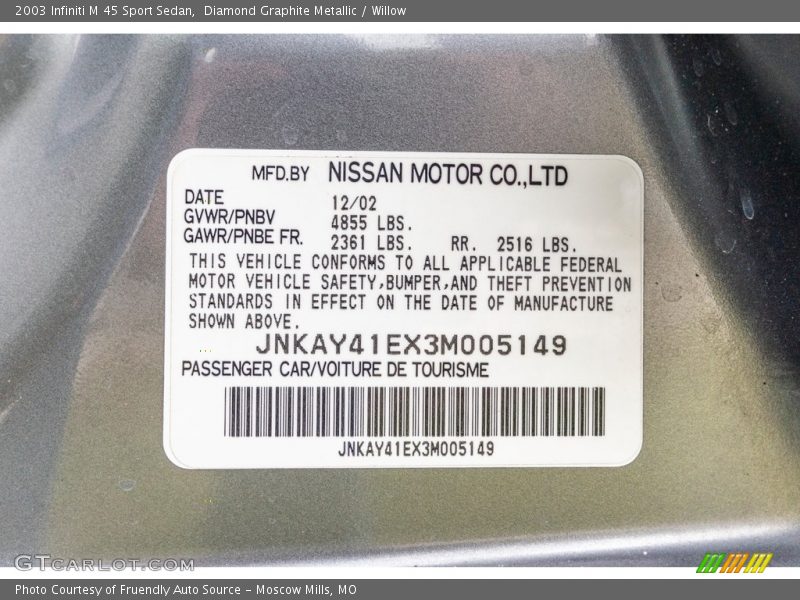 Diamond Graphite Metallic / Willow 2003 Infiniti M 45 Sport Sedan