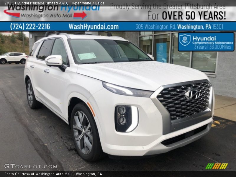 Hyper White / Beige 2021 Hyundai Palisade Limited AWD