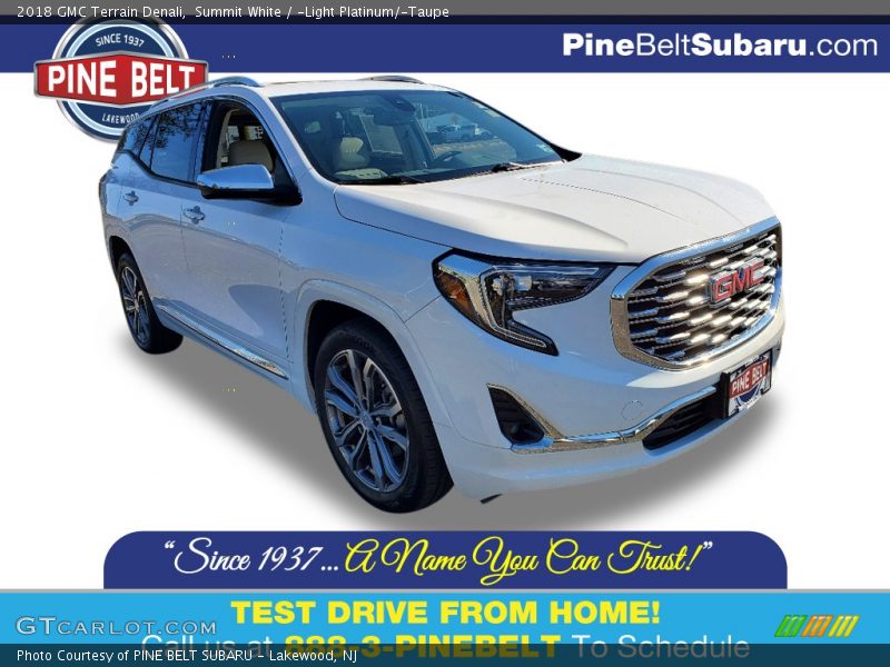Summit White / ­Light Platinum/­Taupe 2018 GMC Terrain Denali