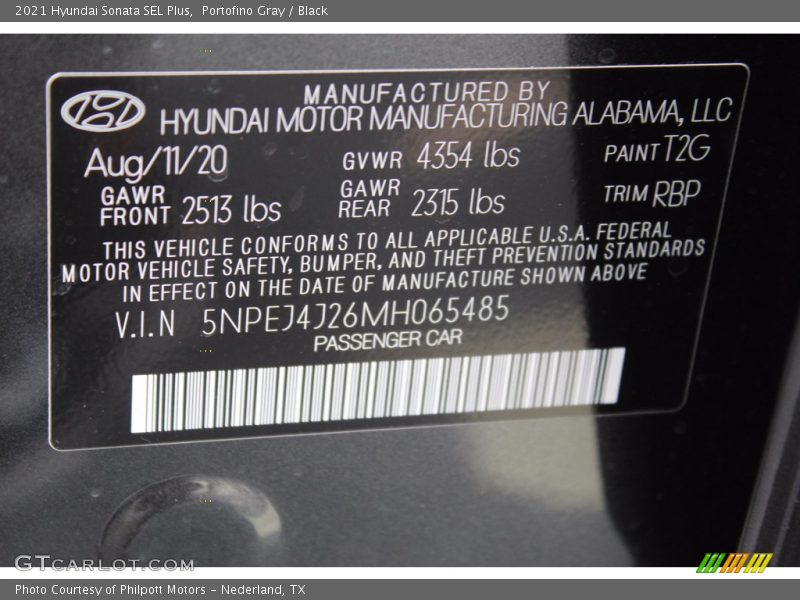 Portofino Gray / Black 2021 Hyundai Sonata SEL Plus