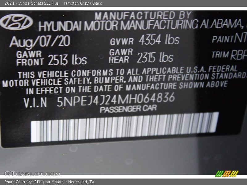 Hampton Gray / Black 2021 Hyundai Sonata SEL Plus
