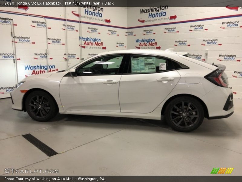 Platinum White Pearl / Black 2020 Honda Civic EX Hatchback