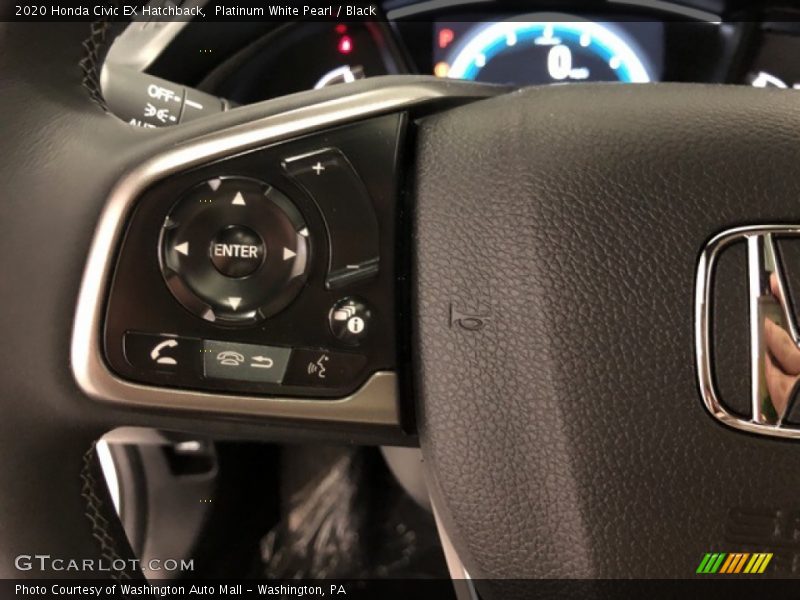Platinum White Pearl / Black 2020 Honda Civic EX Hatchback