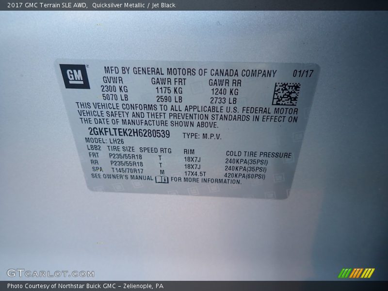 Quicksilver Metallic / Jet Black 2017 GMC Terrain SLE AWD