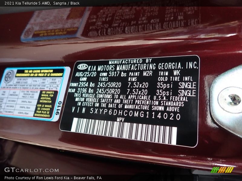 Sangria / Black 2021 Kia Telluride S AWD