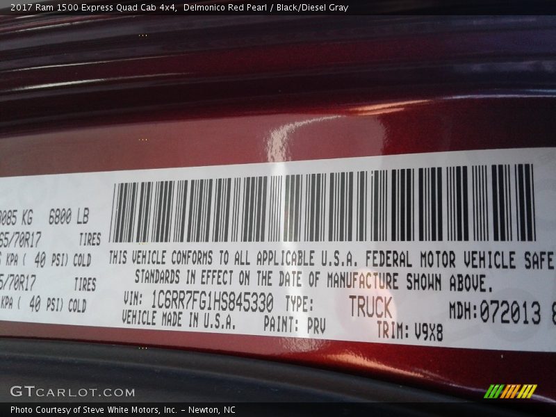 Delmonico Red Pearl / Black/Diesel Gray 2017 Ram 1500 Express Quad Cab 4x4