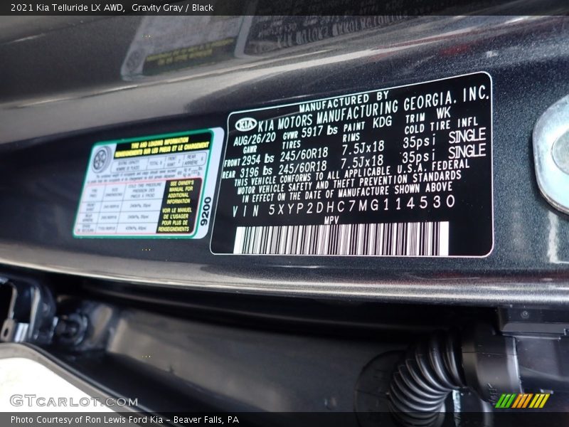 Gravity Gray / Black 2021 Kia Telluride LX AWD