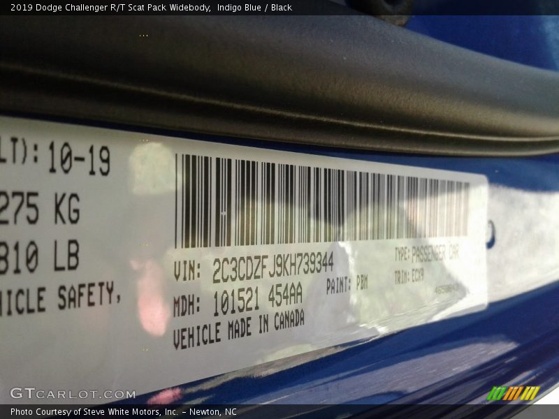Indigo Blue / Black 2019 Dodge Challenger R/T Scat Pack Widebody