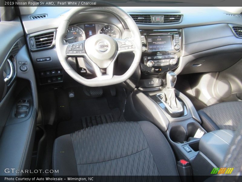 Pearl White / Charcoal 2019 Nissan Rogue SV AWD