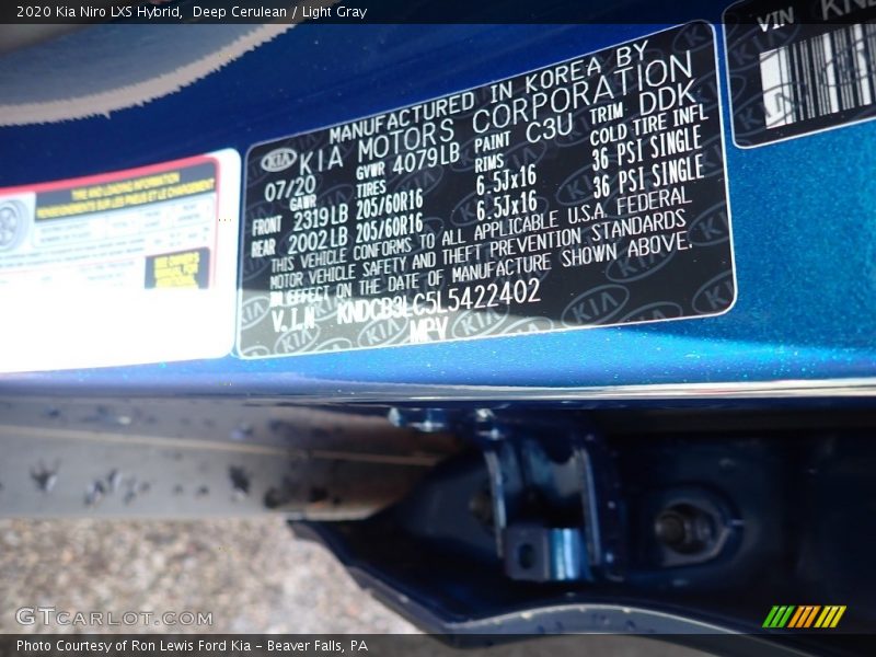 Deep Cerulean / Light Gray 2020 Kia Niro LXS Hybrid