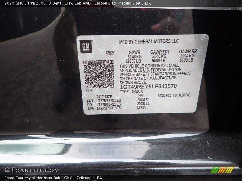 Carbon Black Metallic / Jet Black 2020 GMC Sierra 2500HD Denali Crew Cab 4WD