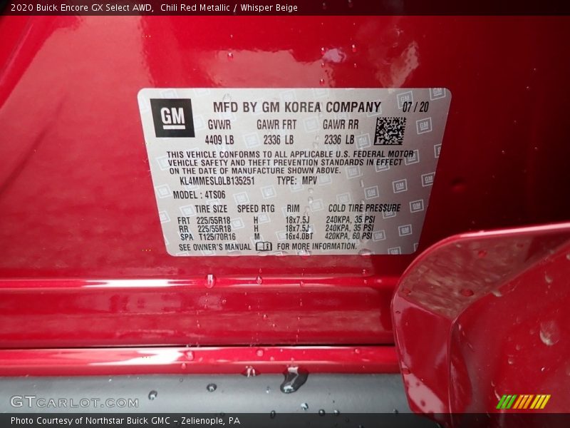 Chili Red Metallic / Whisper Beige 2020 Buick Encore GX Select AWD