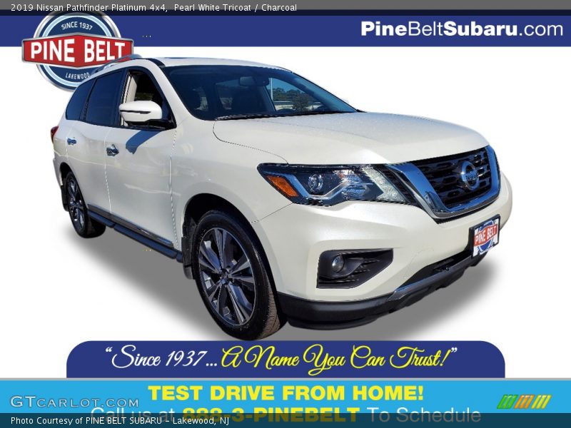Pearl White Tricoat / Charcoal 2019 Nissan Pathfinder Platinum 4x4