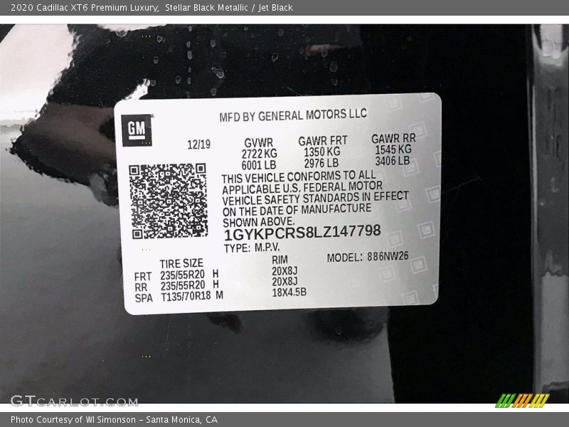 Stellar Black Metallic / Jet Black 2020 Cadillac XT6 Premium Luxury
