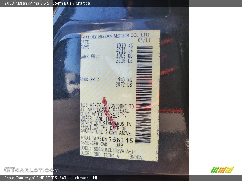 Storm Blue / Charcoal 2013 Nissan Altima 2.5 S