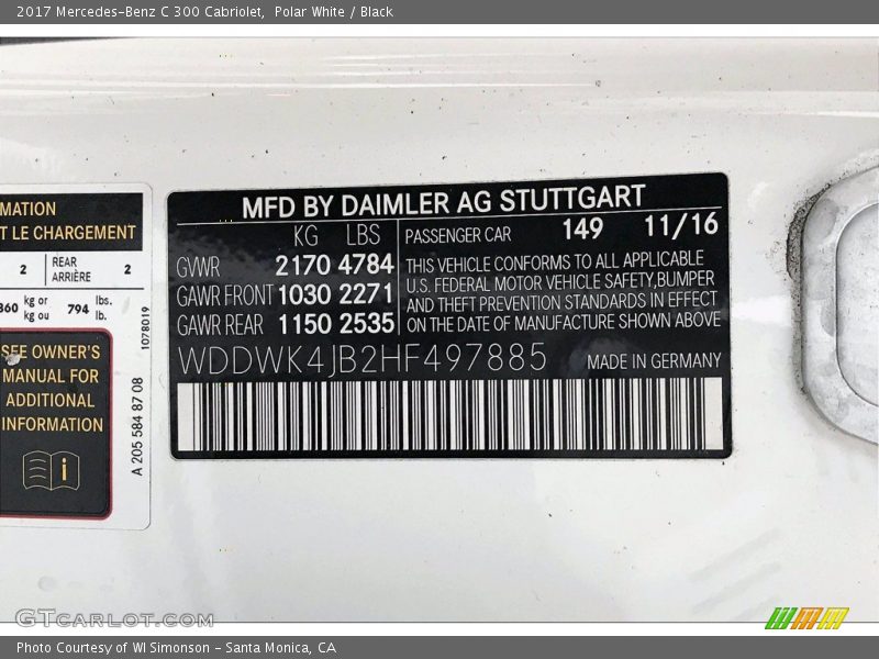 Polar White / Black 2017 Mercedes-Benz C 300 Cabriolet