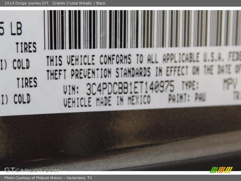 Granite Crystal Metallic / Black 2014 Dodge Journey SXT