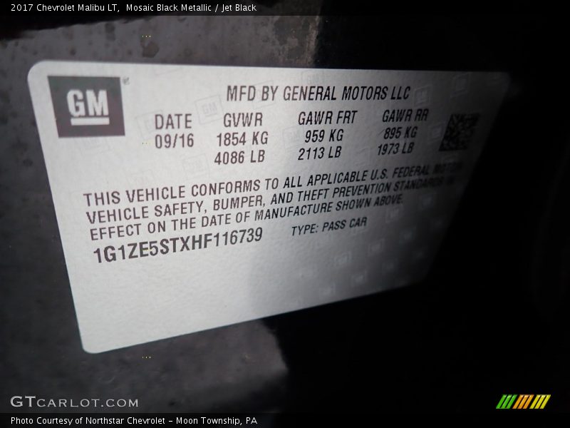 Mosaic Black Metallic / Jet Black 2017 Chevrolet Malibu LT